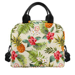 White Aloha Pineapple Pattern Print Insulated Lunch Bag