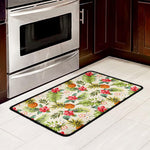 White Aloha Pineapple Pattern Print Kitchen Mat