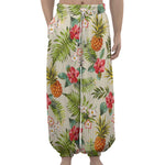 White Aloha Pineapple Pattern Print Lantern Pants