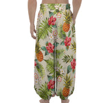 White Aloha Pineapple Pattern Print Lantern Pants