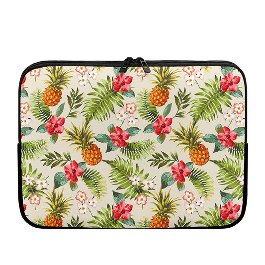 White Aloha Pineapple Pattern Print Laptop Sleeve