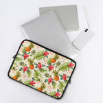 White Aloha Pineapple Pattern Print Laptop Sleeve