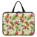 White Aloha Pineapple Pattern Print Laptop Sleeve With Handle