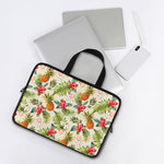 White Aloha Pineapple Pattern Print Laptop Sleeve With Handle