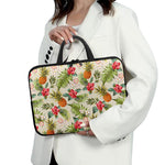 White Aloha Pineapple Pattern Print Laptop Sleeve With Handle