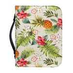 White Aloha Pineapple Pattern Print Leather Bible Cover
