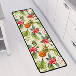 White Aloha Pineapple Pattern Print Long Kitchen Mat
