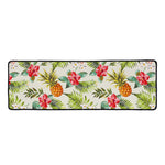 White Aloha Pineapple Pattern Print Long Kitchen Mat
