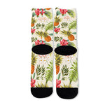 White Aloha Pineapple Pattern Print Long Socks