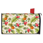 White Aloha Pineapple Pattern Print Mailbox Cover