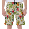 White Aloha Pineapple Pattern Print Men's Beach Shorts
