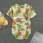 White Aloha Pineapple Pattern Print Men's Bodysuit