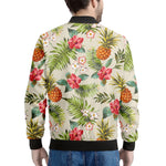 White Aloha Pineapple Pattern Print Men's Bomber Jacket