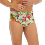 White Aloha Pineapple Pattern Print Men's Briefs
