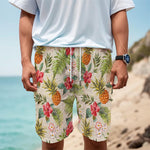 White Aloha Pineapple Pattern Print Men's Cargo Shorts