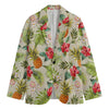 White Aloha Pineapple Pattern Print Men's Cotton Blazer