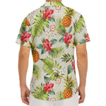 White Aloha Pineapple Pattern Print Men's Deep V-Neck Shirt