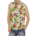 White Aloha Pineapple Pattern Print Men's Fitness Tank Top