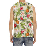 White Aloha Pineapple Pattern Print Men's Fitness Tank Top