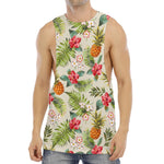 White Aloha Pineapple Pattern Print Men's Muscle Tank Top