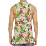 White Aloha Pineapple Pattern Print Men's Muscle Tank Top