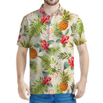 White Aloha Pineapple Pattern Print Men's Polo Shirt