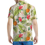 White Aloha Pineapple Pattern Print Men's Polo Shirt