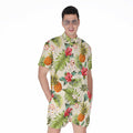 White Aloha Pineapple Pattern Print Men's Romper