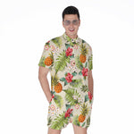 White Aloha Pineapple Pattern Print Men's Rompers