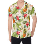 White Aloha Pineapple Pattern Print Men's Shirt