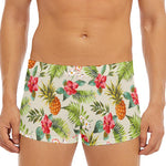 White Aloha Pineapple Pattern Print Men's Short Boxer Briefs