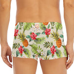 White Aloha Pineapple Pattern Print Men's Short Boxer Briefs