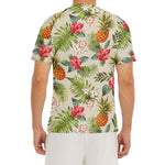 White Aloha Pineapple Pattern Print Men's Short Sleeve Rash Guard