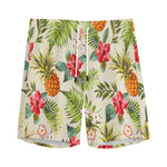 White Aloha Pineapple Pattern Print Men's Sports Shorts