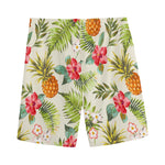 White Aloha Pineapple Pattern Print Men's Sports Shorts