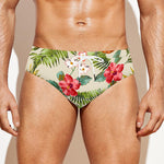White Aloha Pineapple Pattern Print Men's Swim Briefs