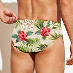 White Aloha Pineapple Pattern Print Men's Swim Briefs