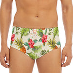 White Aloha Pineapple Pattern Print Men's Triangle Swim Briefs