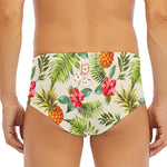 White Aloha Pineapple Pattern Print Men's Triangle Swim Briefs