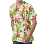 White Aloha Pineapple Pattern Print Men's Velvet T-Shirt