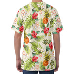 White Aloha Pineapple Pattern Print Men's Velvet T-Shirt