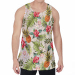 White Aloha Pineapple Pattern Print Men's Velvet Tank Top