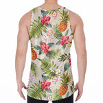White Aloha Pineapple Pattern Print Men's Velvet Tank Top