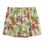 White Aloha Pineapple Pattern Print Mesh Shorts