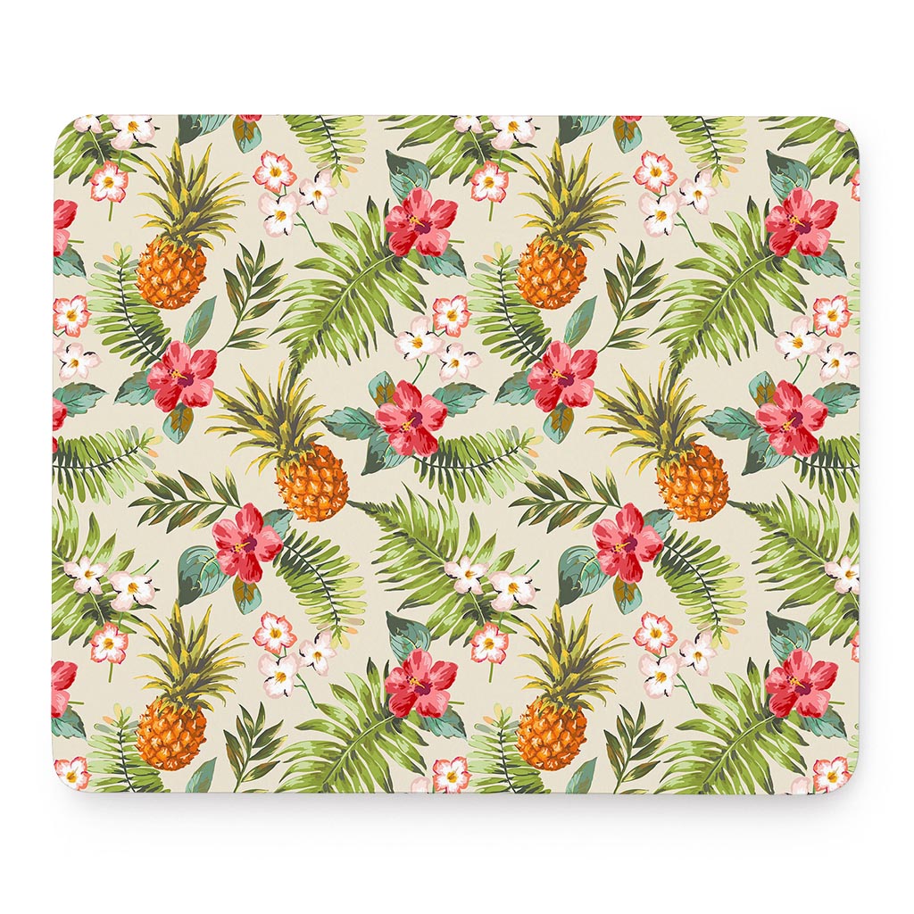 White Aloha Pineapple Pattern Print Mouse Pad