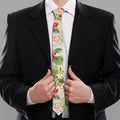 White Aloha Pineapple Pattern Print Necktie