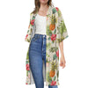 White Aloha Pineapple Pattern Print Open Front Beach Cover Up