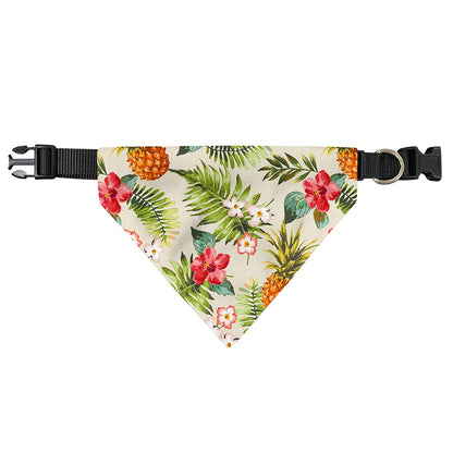 White Aloha Pineapple Pattern Print Over The Collar Dog Bandana