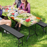 White Aloha Pineapple Pattern Print Picnic Table Cover