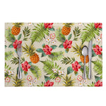 White Aloha Pineapple Pattern Print Placemat